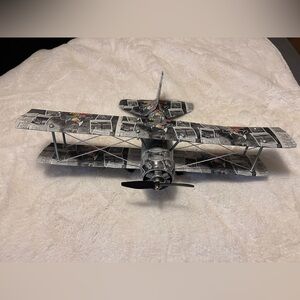 Handmade Arnold Palmer Lite Can Biplane Sculpture – Upcycled Metal Art Airplane